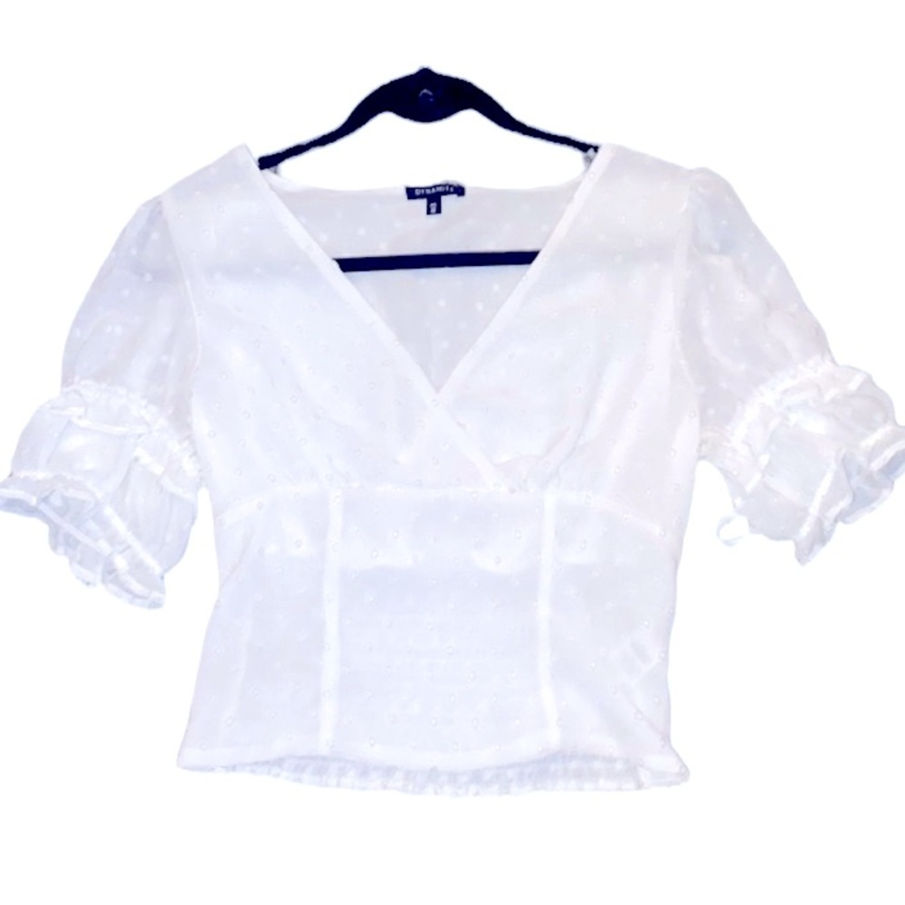 Swiss dot cropped blouse